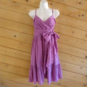 DVF Diane Von Furstenberg KASI Cotton Voile Ruffled Wrap Dress Plum Mist 6